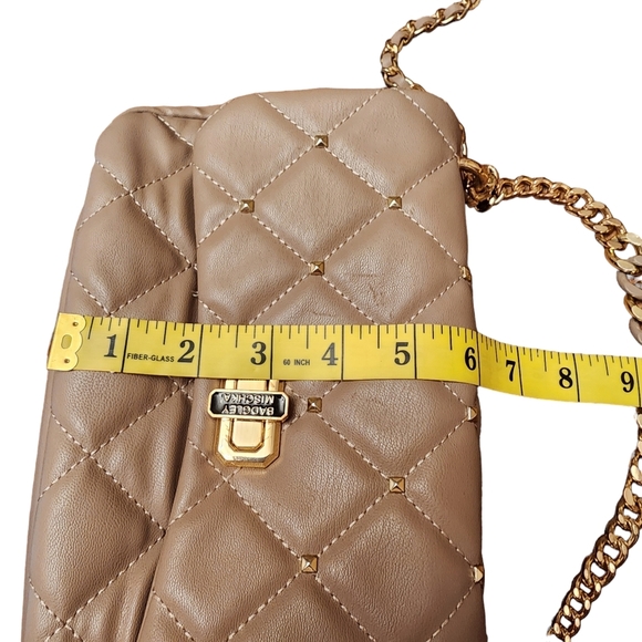 Badgley Mishka Taupe Gray Quilted Shoulder Bag - Picture 12 of 15